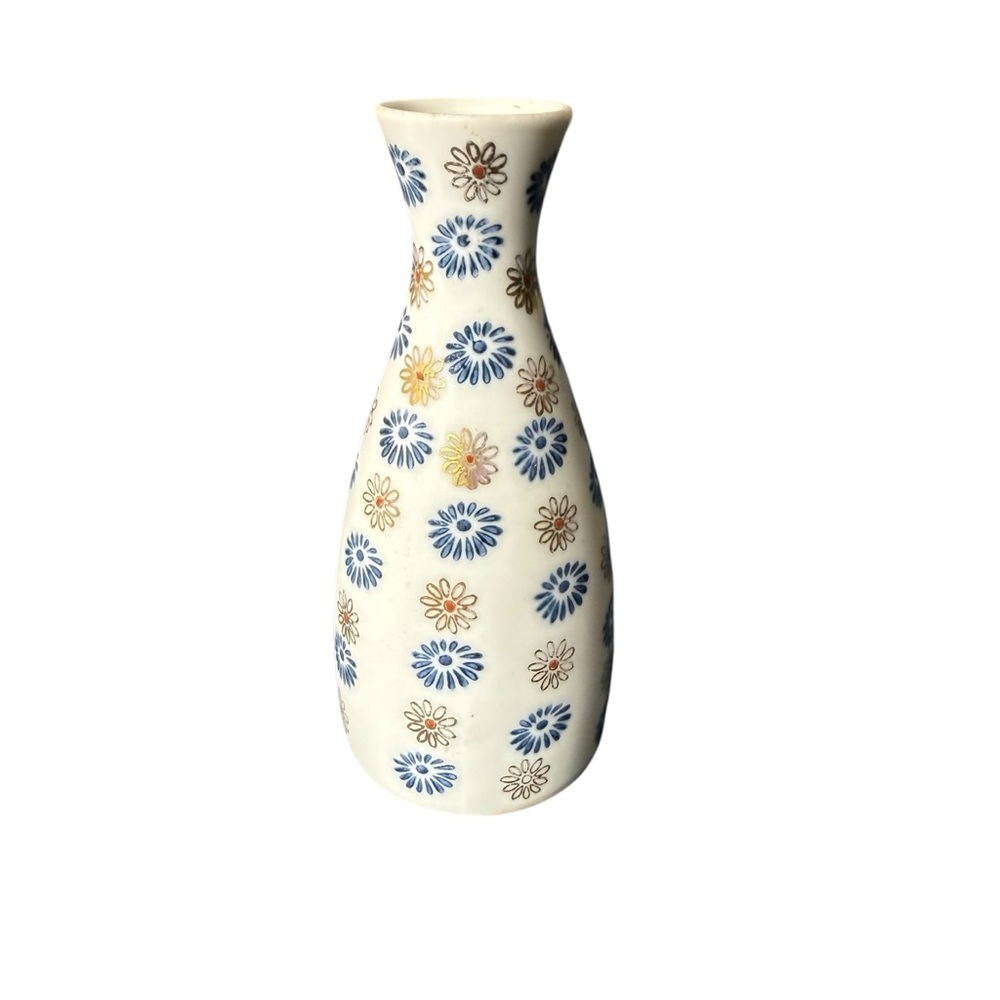 Vintage White Floral Daisy Porcelain Bud Vase 3” Boho Cottagecore